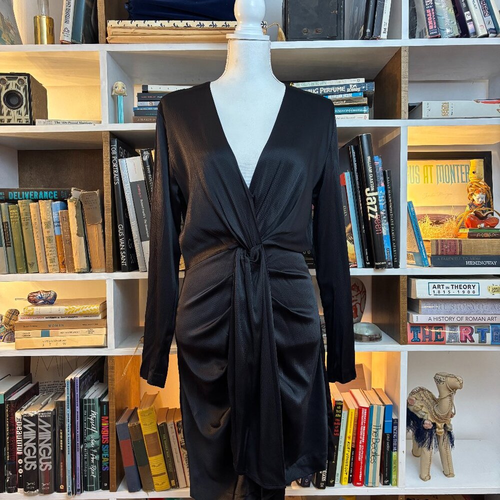 maje rosanne black satin dress